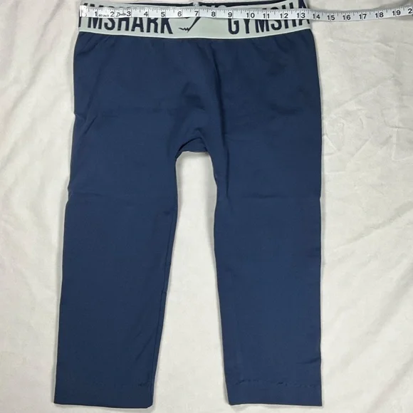 Gymshark Mens Compression Leggings Size S Blue Stretch Gym Training Pants - Picture 3 of 8